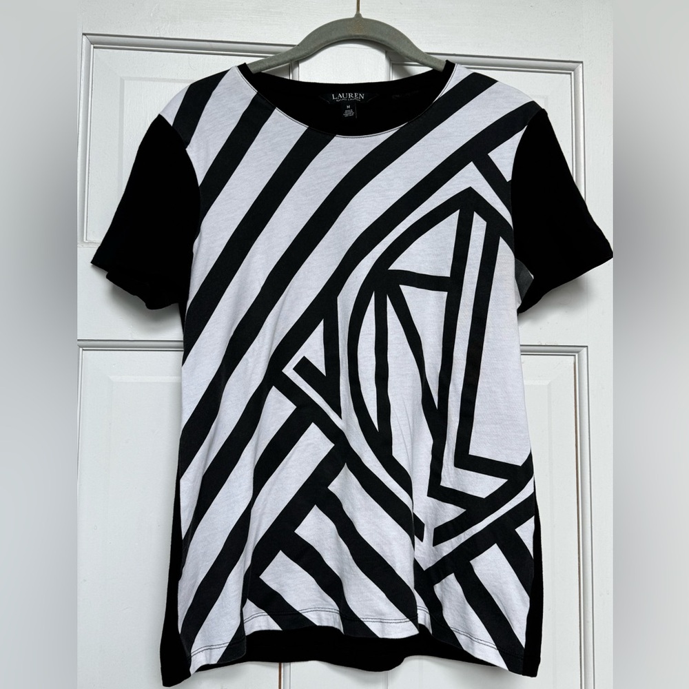 Lauren Ralph Lauren Black and White Short Sleeve Top
